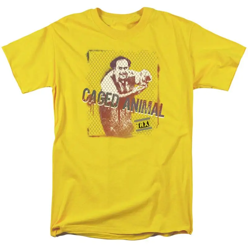 

Taxi Caged Animal T Shirt Mens Licensed Classic TV Show Louie De Palma Yellow