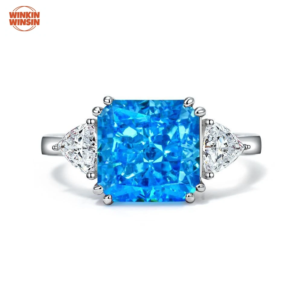 

Winkin Winsin 5-carat high-carbon diamond ring, square ice flower cut 10*10, European and American light luxury ring for women