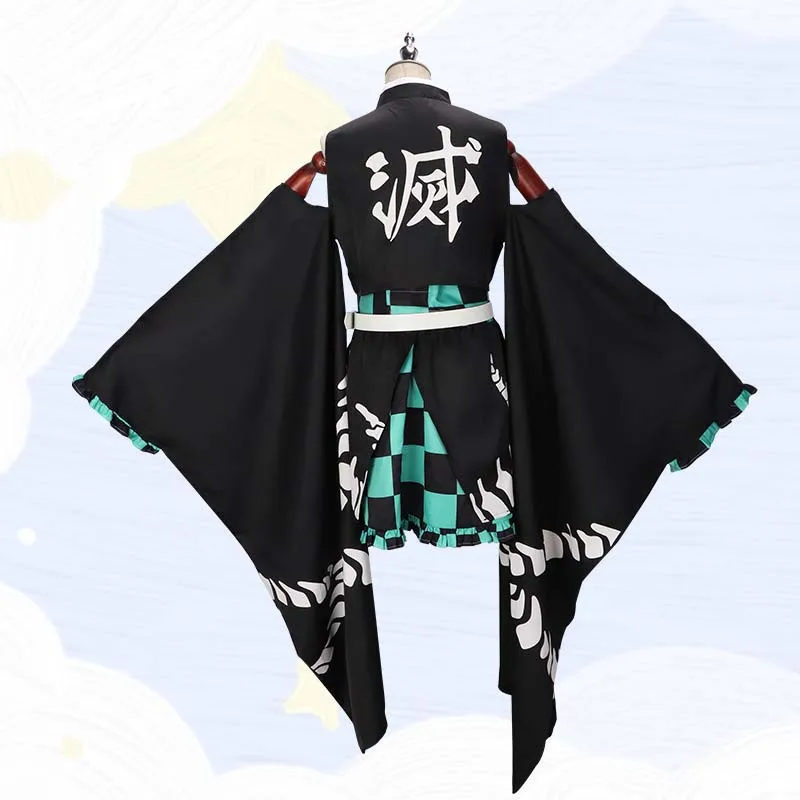 Anime Tanjiro Kamadou Female Dress Anime Demon Kimetsu No Yaiba Tanjiro Kamadou Cosplay Costume Women Girls Dress Con Cos Outfit