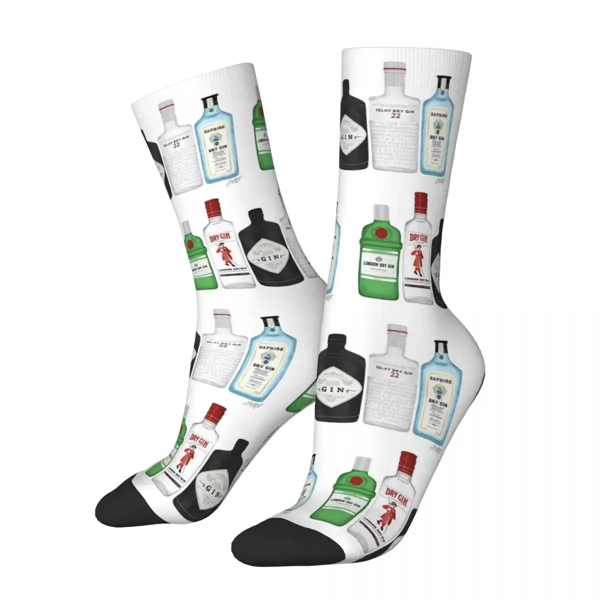 

Gin Bottles Illustration Socks Harajuku Super Soft Stockings All Season Long Socks Accessories for Unisex Birthday Present