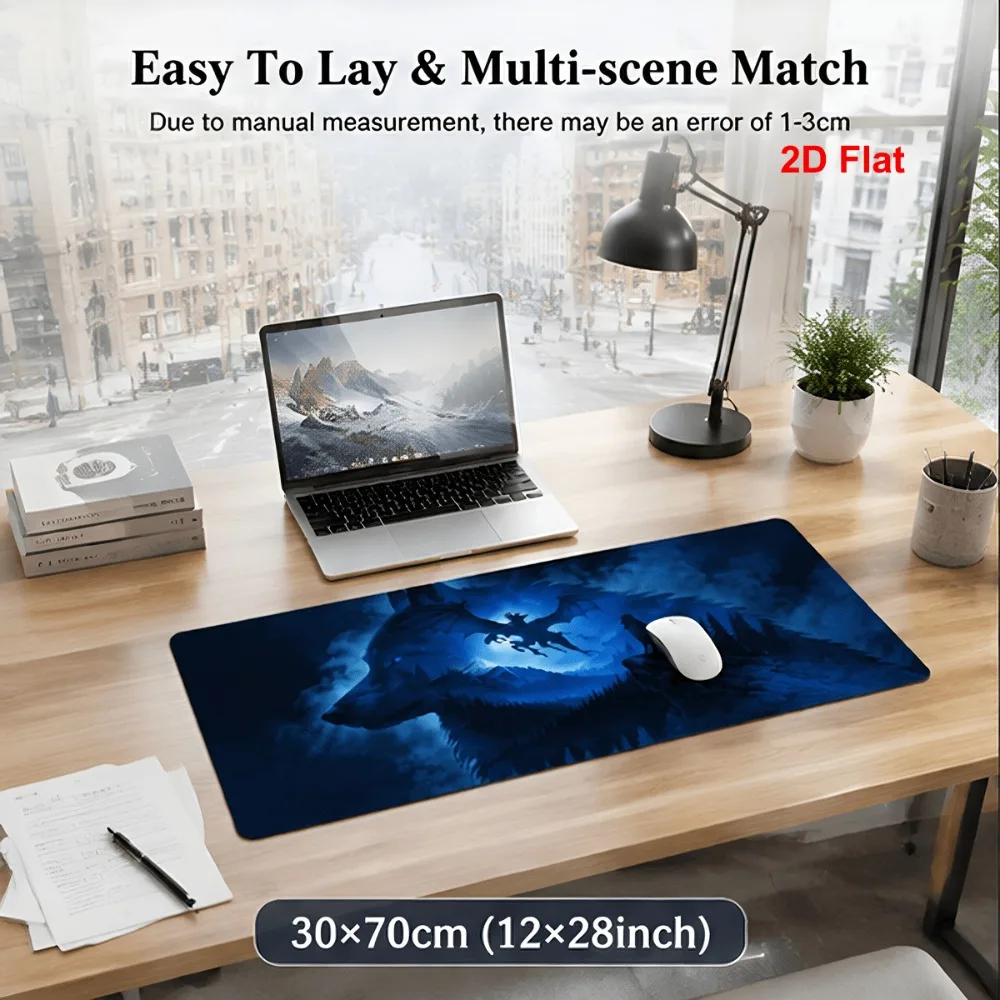 Original Blue Dragon Mountain printed minimalist style siliceous plaster with seamless edges, suitable for gamers' offices