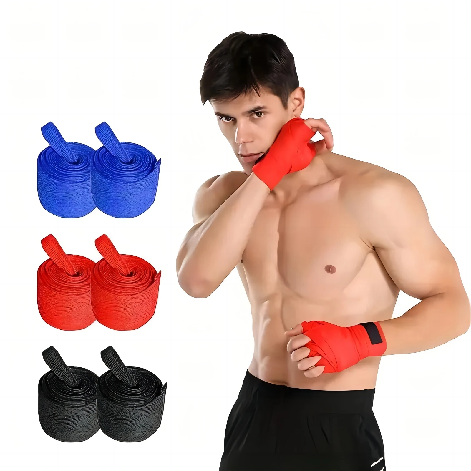 Sanda 건틀렛 MMA 핸드 장갑 랩 벨트, 코튼 복싱 붕대, 스포츠 스트랩, 2 롤, 3M