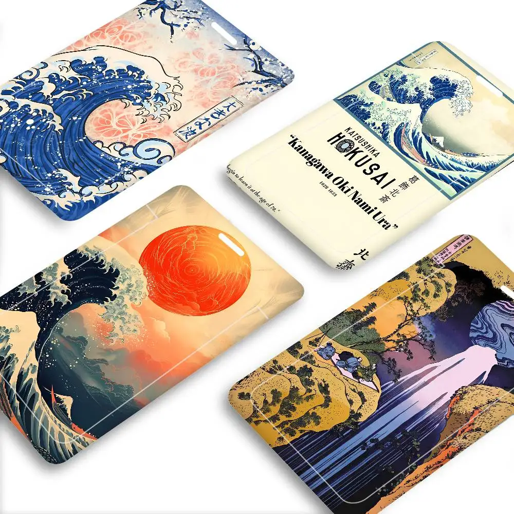 

Katsushika Hokusai Great Wave Off Kanagawa Art Unisex Work ID Card Holder Lanyard Badge Holders Business Exhibit Neck Hang