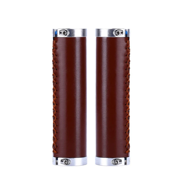 Retro Freizeitgriff Universal Handgenähter Griff PU Ledergriff Fahrradgriff Stoßdämpfender Faltrad Roller Fahrradlenker