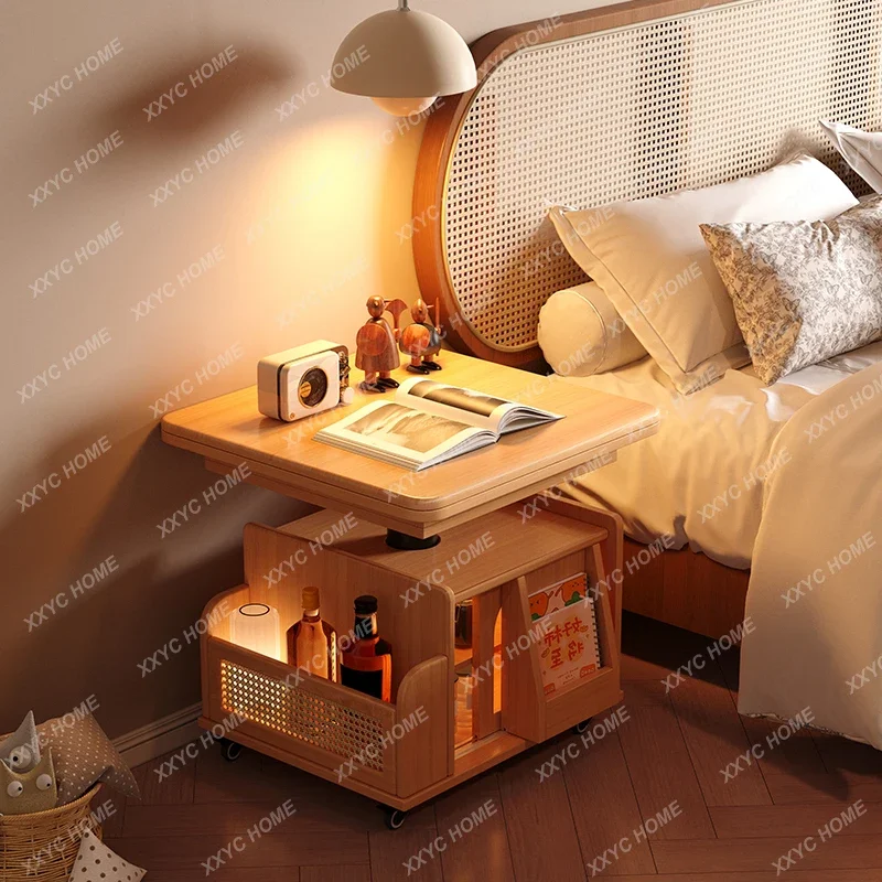 A hot sale Folding lift coffee table mobile cart solid wood small apartment living room multi-functional dining