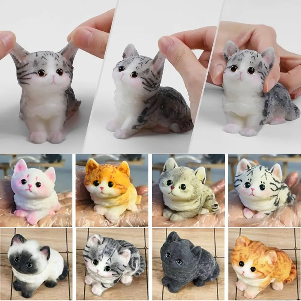 Cute Cat Pattern Squeeze Toy Soft Portable Decompressing Toy with Flocking Surface Animal Dough Squishies Squeeze Toys