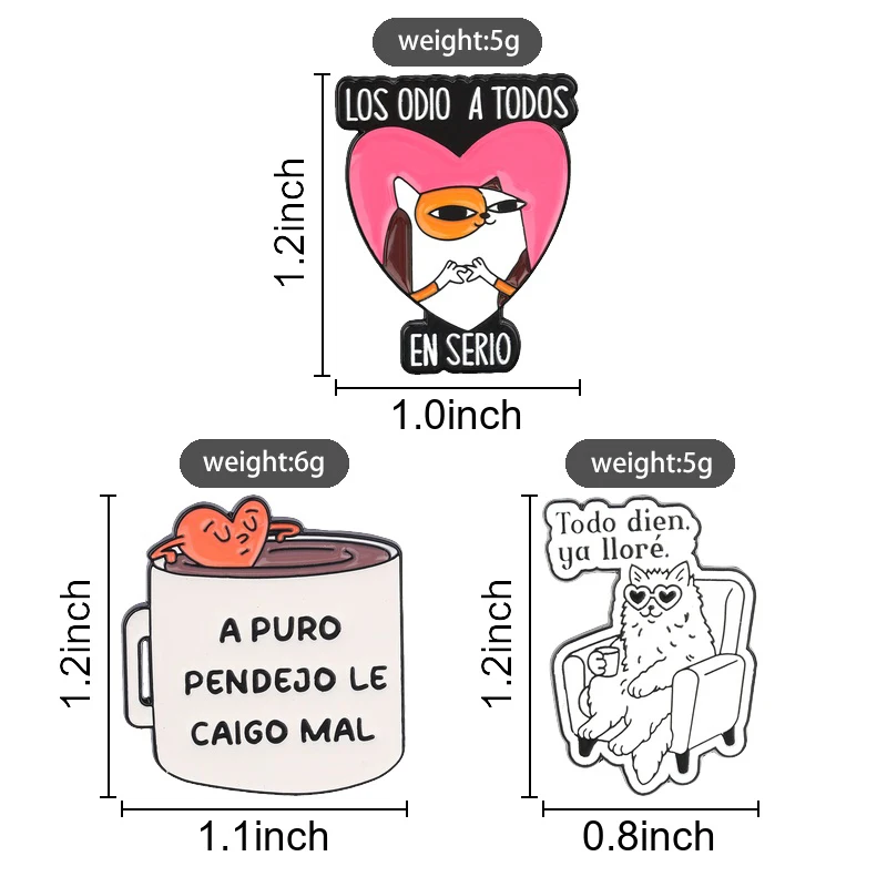 Spanische lateinamerikanische Zitate, Emaille-Anstecknadeln, lustige Memes, Flork-Brosche, Anstecknadel, niedlicher Cartoon, edgy, hispanischer Schmuck, Geschenk für Freunde – Detail 3