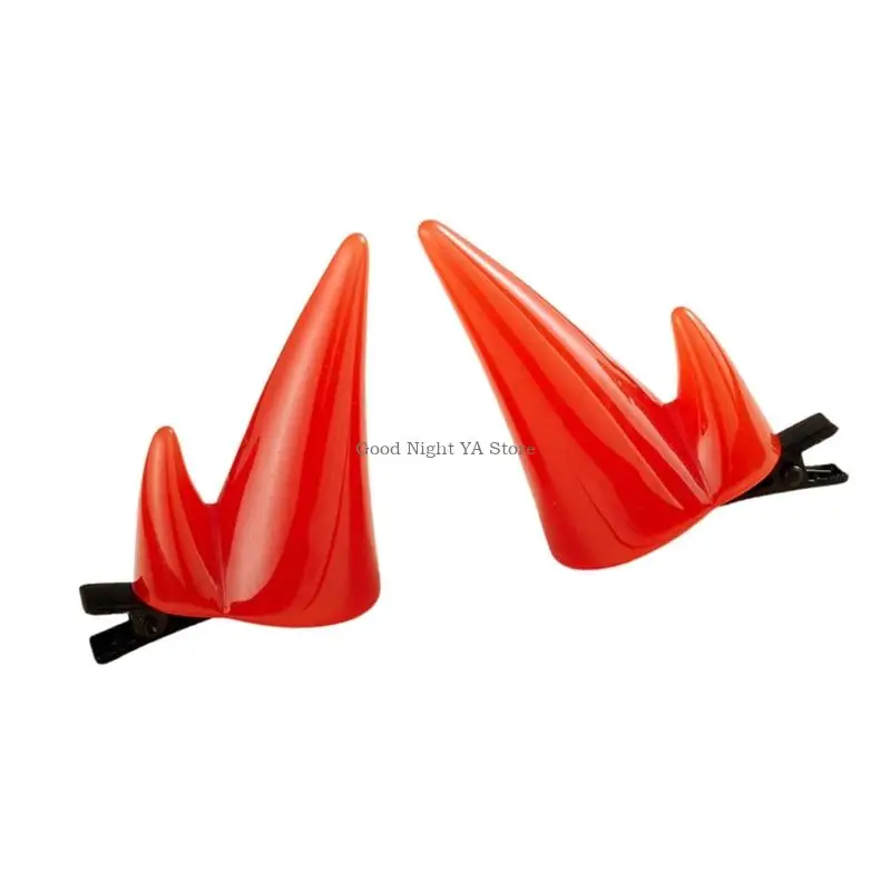 2PCS Gothic Red Devil Hair Clip Costume Accessory For Costumes Parties