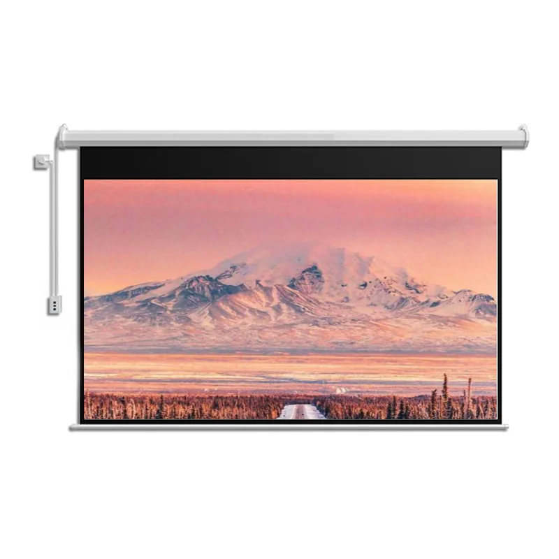 84 Inch 16:9 Embedded Motorized Ceiling Projection Screen, Matt White Electric Remote Control Automatic Lifting Projector Screen