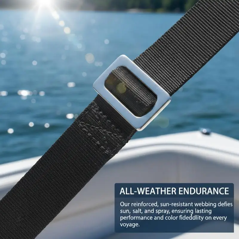 Boat Awning Tie Down Straps Weatherproof Adjustable Marine Webbing Strap with Loop for RV Canopy Securing