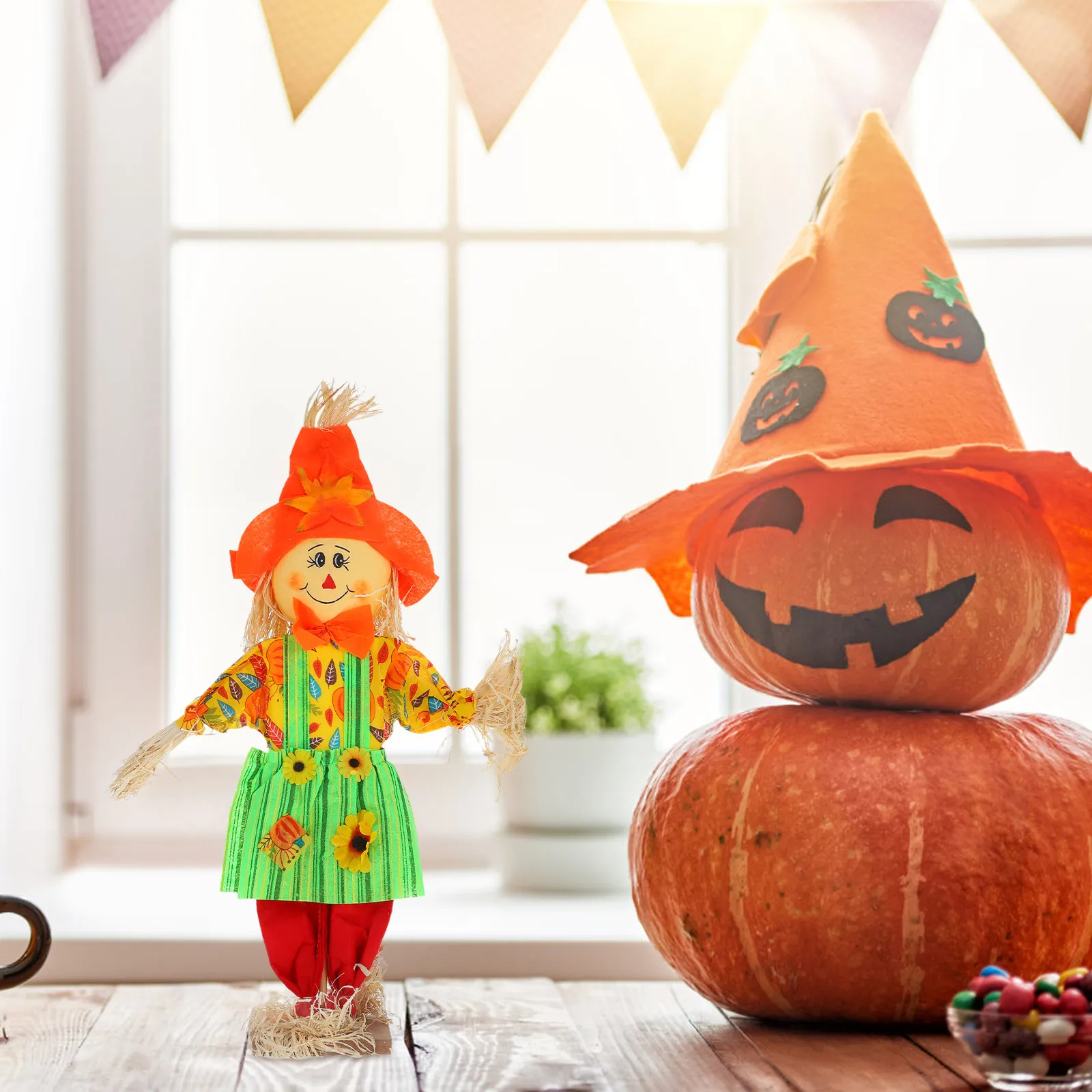 Small Fall Scarecrow Yard Stake Decorations Standing Garden Stake Halloween Porch Outdoor Rustic Farmhouse Seasonal Display