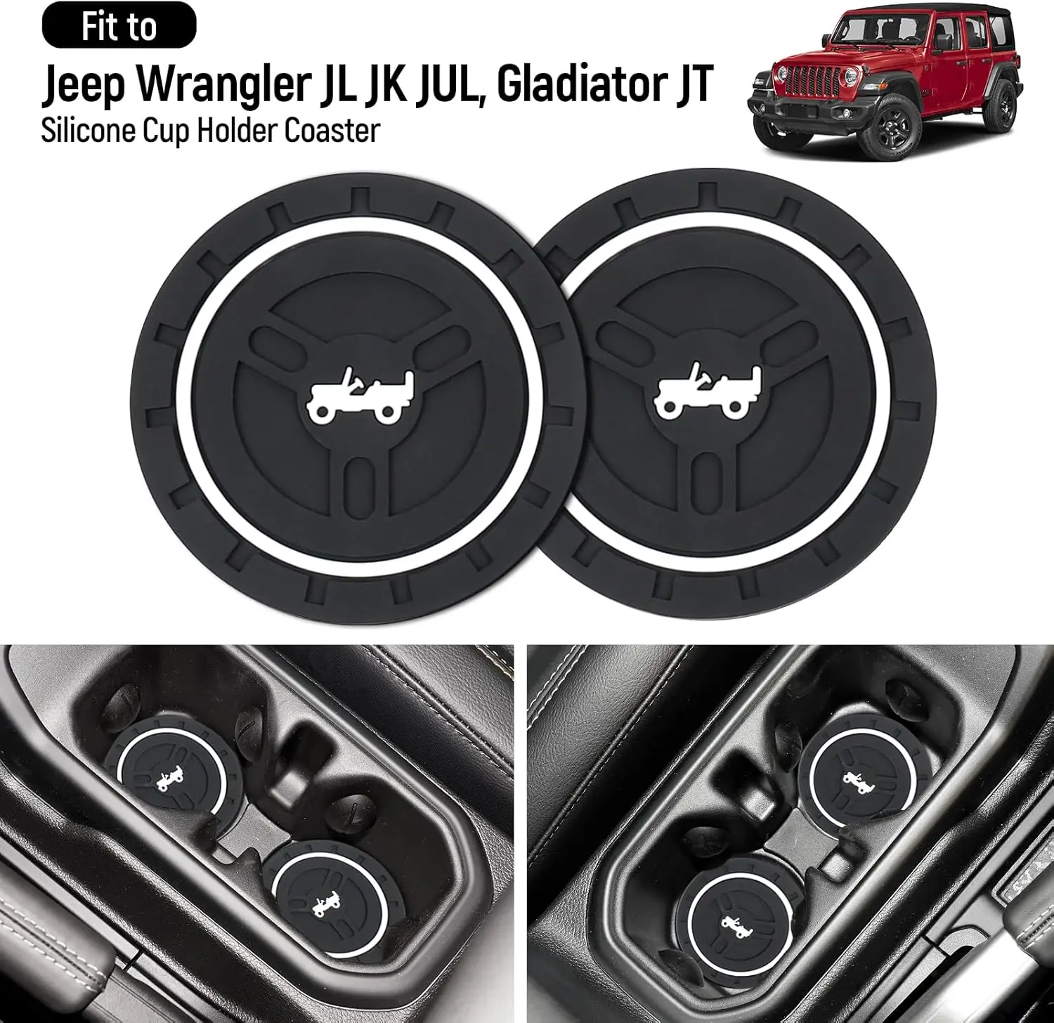 2Pcs Car Cup Holder Coaster Compatible with 2019-2025 Chevrolet Silverado GMC Sierra Interior Accessories Silicone Non-Slip Wate