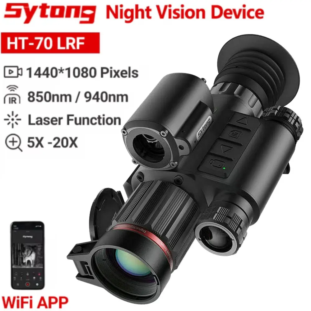 SYTONG HT-70LRF Night Vision Monocular wi/ Range Finder NV Monocular Wifi 940nm / 850nm IR Hunting Trail Digital Camera Recorder