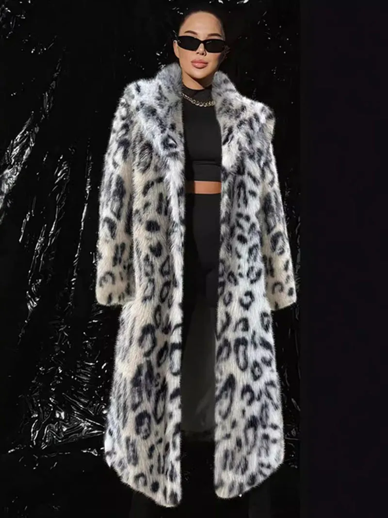 ZADORIN الفاخرة مربوط طويل ليوبارد فو الفراء معطف امرأة Y2k الملابس موضة التلبيب سميكة الدافئة رقيق سترة معاطف الفراء ملابس خارجية