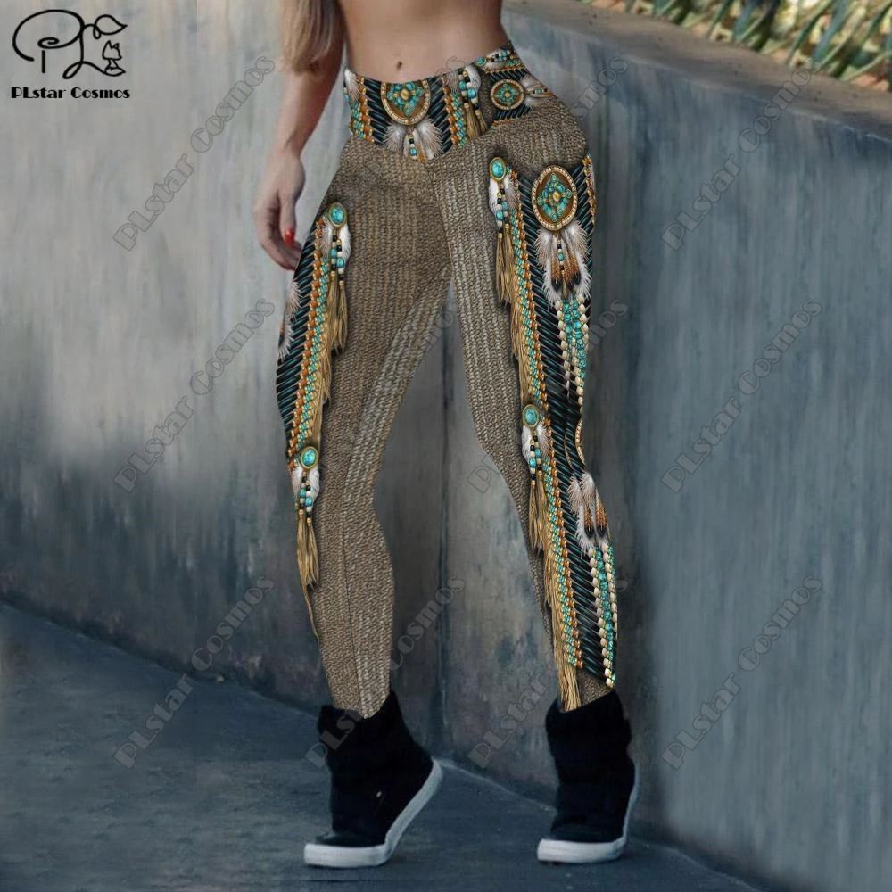 Stampa 3D ultimi Leggings Totem retrò Aboriginal Leggings elasticizzati Casual da donna pantaloni attillati e comodi per il Fitness per adolescenti 2