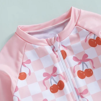 Baby Girls' Cherry Print One-Piece Swimsuit 3 Baby Girl Cherry Print One-Piece Swimsuit Infant Swimwear Comfortable Soft Fabric Baby Pool Suit Cute Cherry Design 3