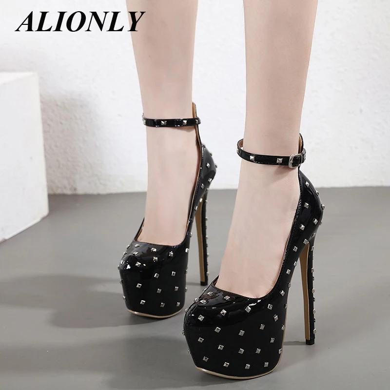 

Alionly 2025 New Spring Sexy Lace-up Platform Wedding Round Toe Women Pumps Very High Heel Stripper Club Fashion Shoes