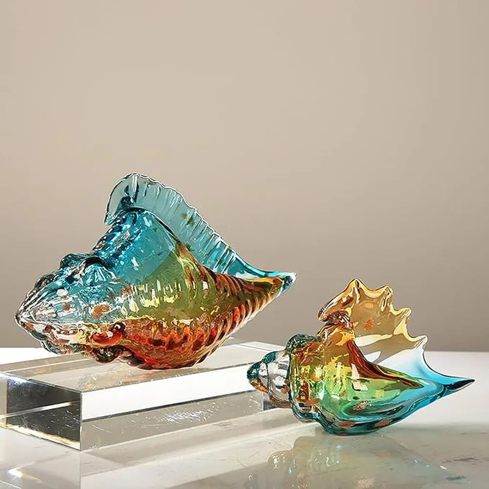 Hotel Lobby Ornament Colored Conch Ornament Vibrant Multicolor Glazed Finish Light Luxury Style