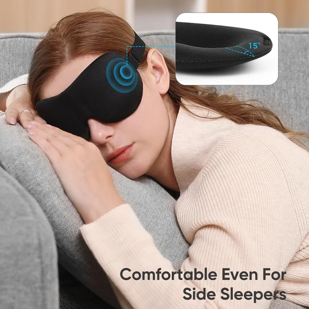 Eye Mask for Sleeping 3D Contoured Cup Blindfold Concave Molded Night Sleep Face Masks Block Out Light with Women Men Eyepatch image 3