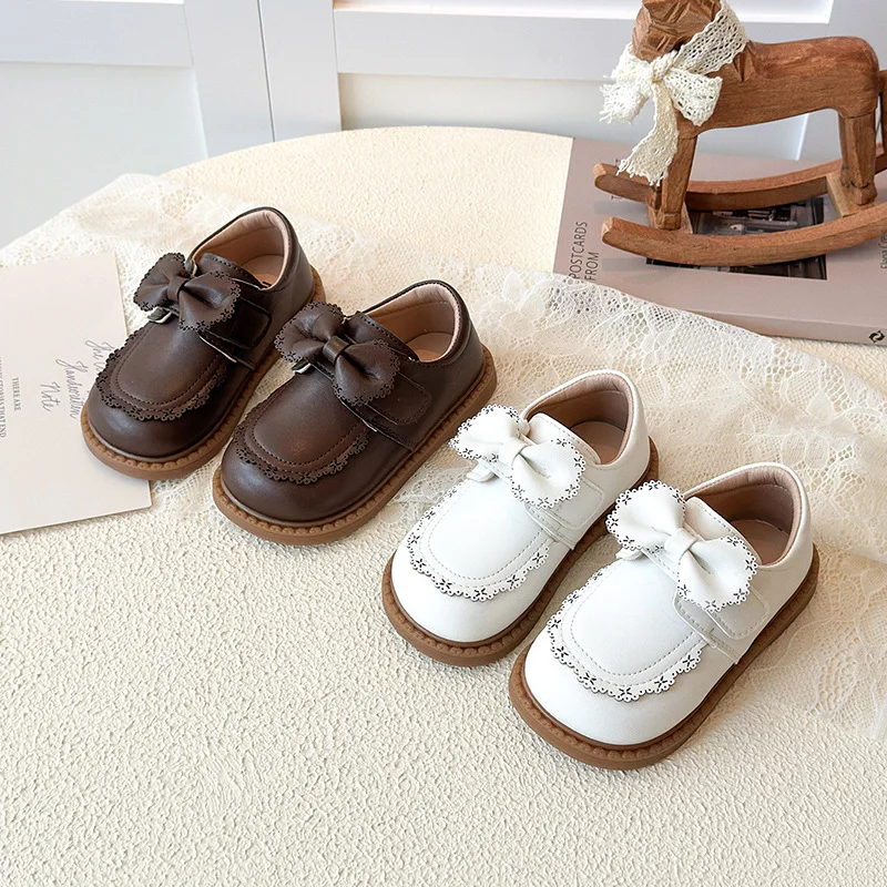 New Girl Leather Shoes 2026 Spring New French Kid Shoes Bow Princess Shoe Fashion Mary Jane Shoe Sweet Beauty Gril Shoes 여아구두