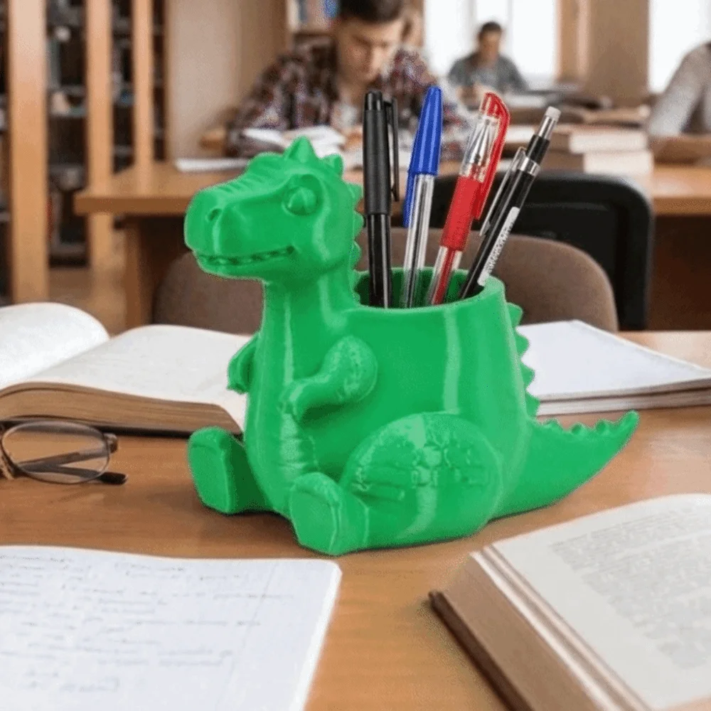 3D Printed Dinosaur Pen Holder T-Rex Shaped Cute Desk Organizer Creative Plastic Dinosaur Succulent Planter Home Decor