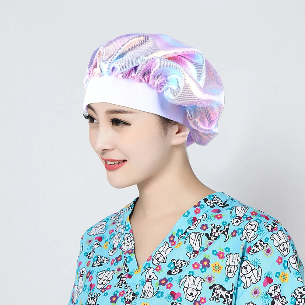 

6pcs Sleep Cap Satin Bonnet Wide Brim Laser Night Hat Anti Hair Loss Breathable Soft Women Sleep Hat Hair Protection