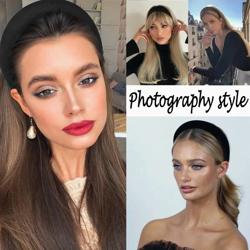 Синтетический парик с повязкой на голову, цветной натуральный длинный прямой парик с эффектом омбре, блондинка, коричневый, черный, парик для косплея для женщин SARLA M17