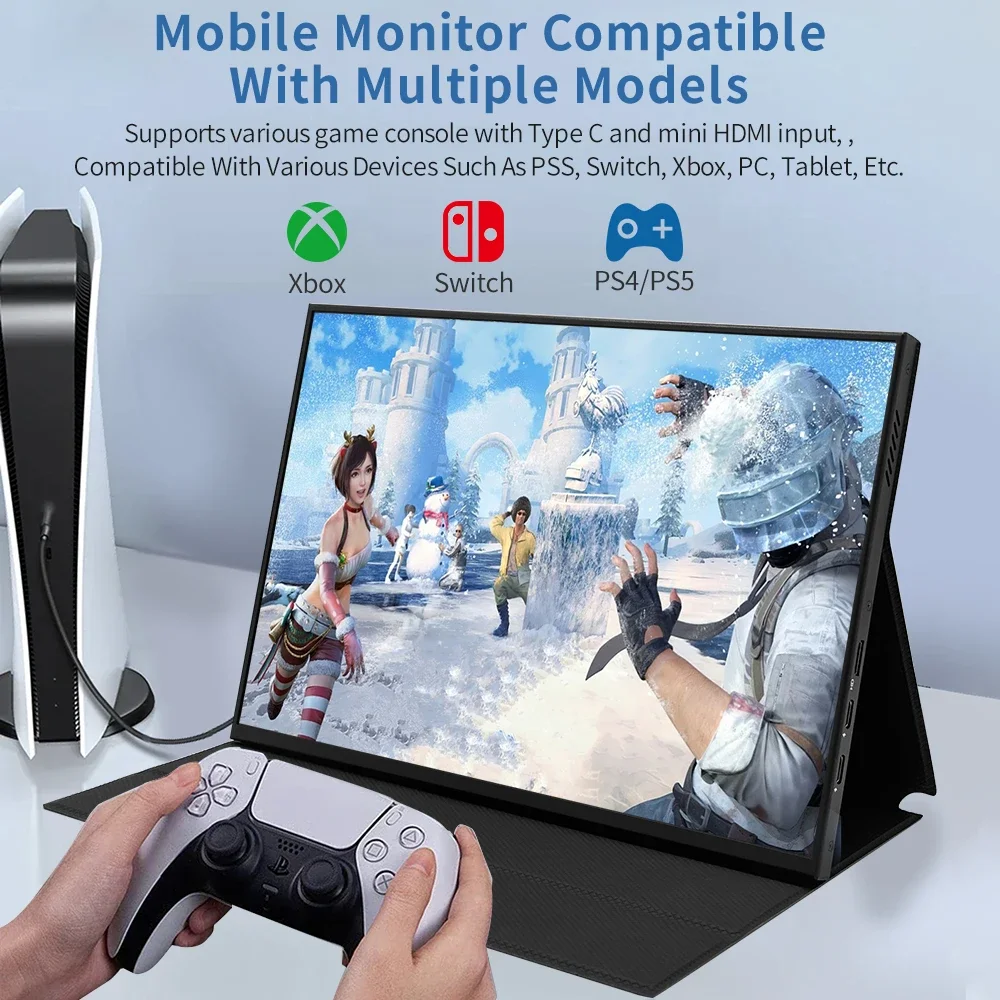 Imagem -04 - Ojiami Monitor Portátil Monitor Secundário Computador Portátil Mini Telas de Jogos para pc Portátil Mac Xbox Ps4 com Alto-falantes Capa 12.3