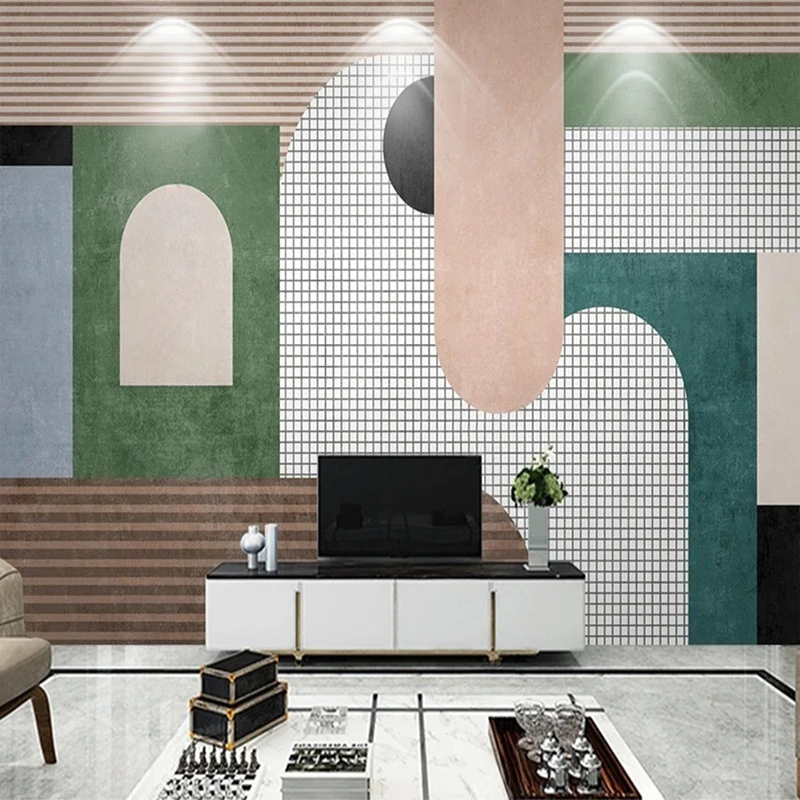 Papel tapiz de tamaño personalizado para sala de estar, Mural de fotos 3D abstracto, cuadrícula geométrica, arte de fondo para dormitorio, pintura
