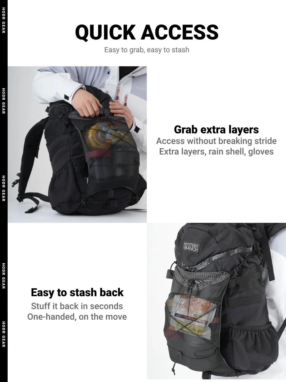 [HODRGEAR] Modularer Känguru-Rucksack Erweiterung 6L Ultraleicht 58g Gridstop für Wandern Trekking UL Gear Beaver Tail – Detail 3