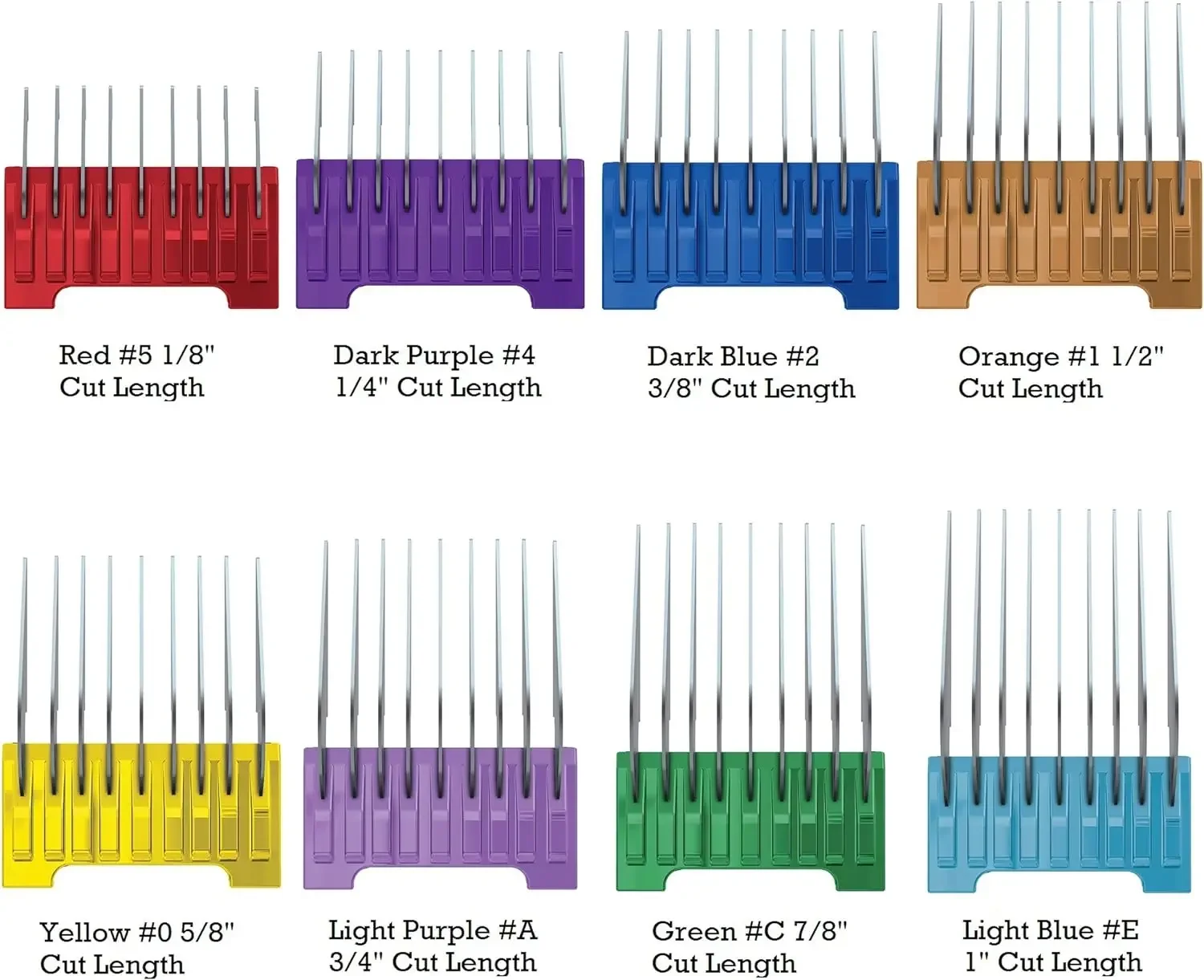 

8-Colors Pet Dog Cat Horse metal Combs Set For Wahl Professional Animal Clipper Arco,Bravura,Chromado,Creativa,Figura,Motion