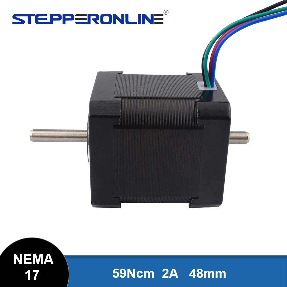 STEPPERONLINE Nema 17 Stepper Motor 48mm 59Ncm 2 Phase Double Shaft Stepper Motor 2A 4-lead for 3D printer CNC XYZ