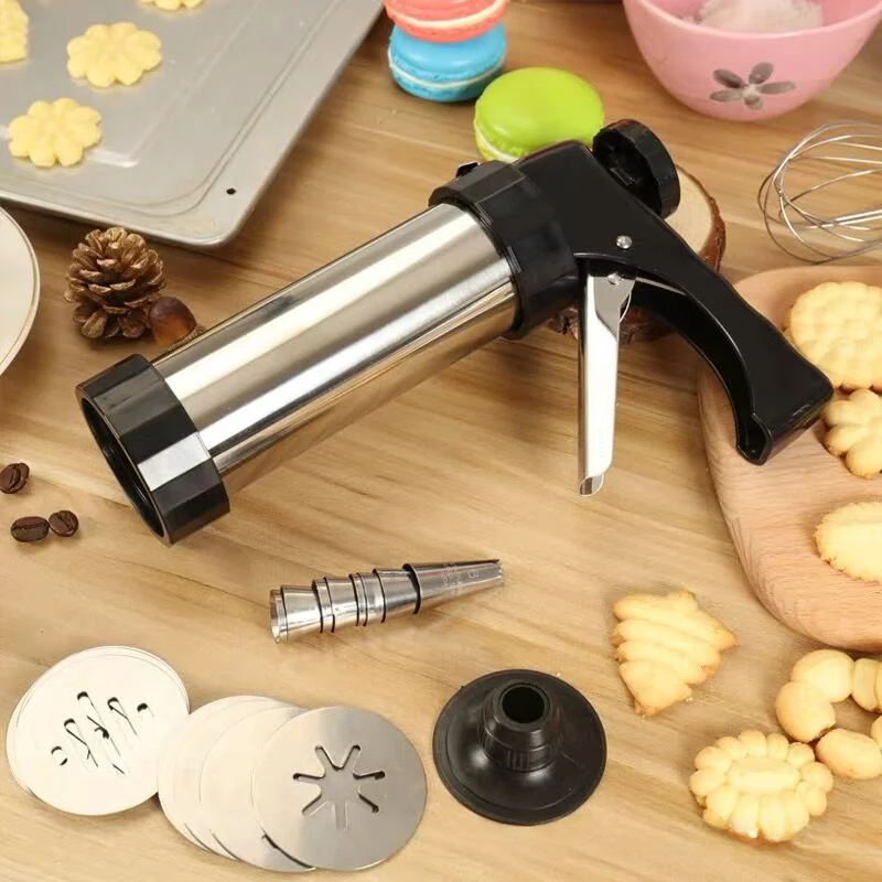 Stainless Steel Cookie Gun, Baking Tools, Cake Cream Decorating Gun, Cookie Making Machine, Nozzles, Pastry Syringe Extruder