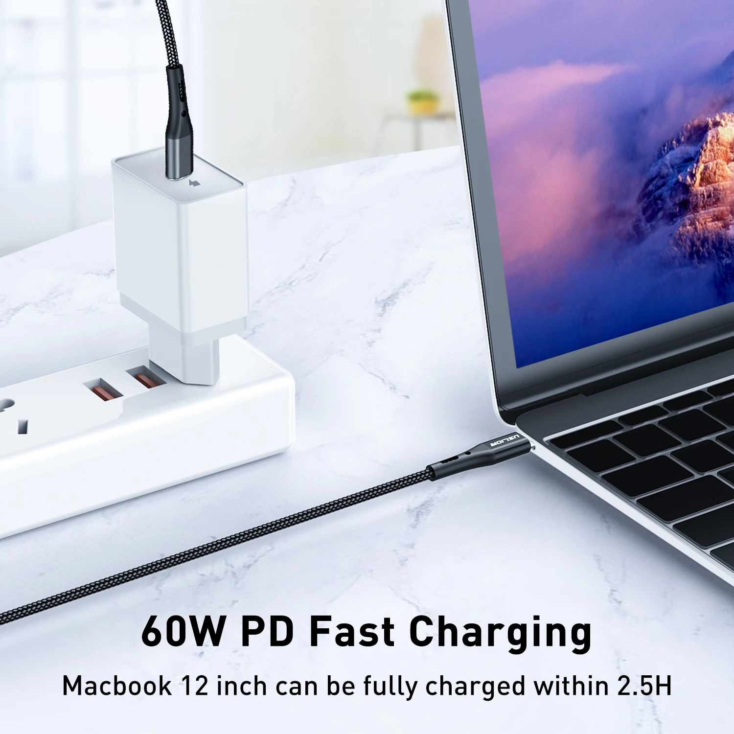 USLION PD 60W USB C to Type C Cable QC 3.0 Fast Charging Data Wire Cord for Macbook iPhone 15 Xiaomi 13 POCO X5 Samsung Oneplus