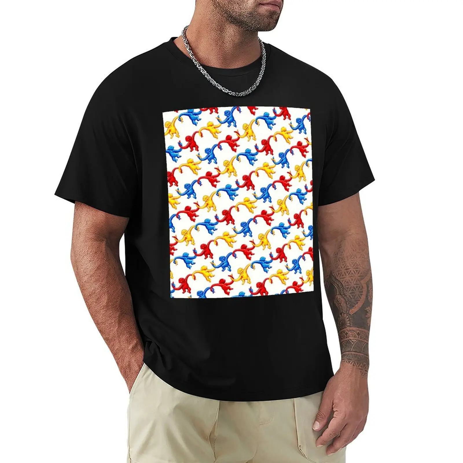 Barrel of Monkeys Pattern T-Shirt man t shirt cotton T-Shirt