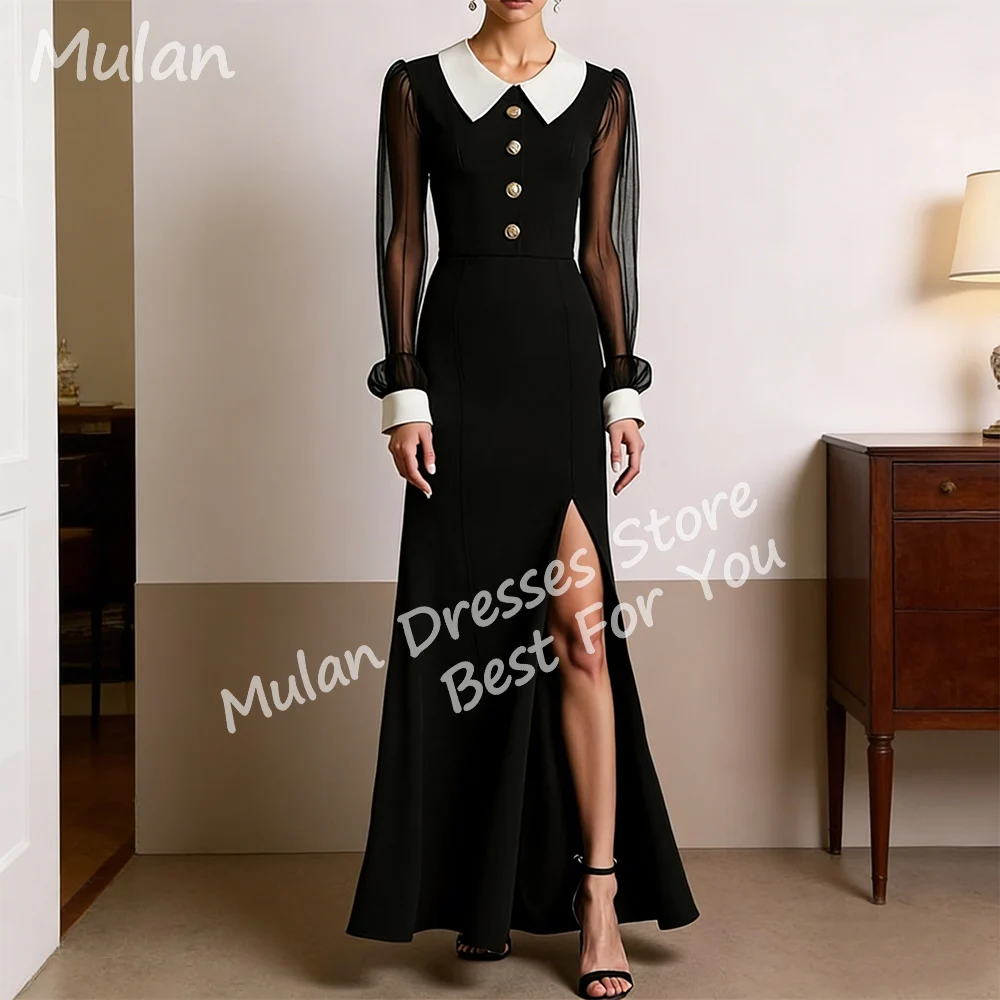 

Customized Black Long Evening Dresses for Special Occasions O-Neck Floor-Length Side Slit Women Gala Prom Party Gowns 2026