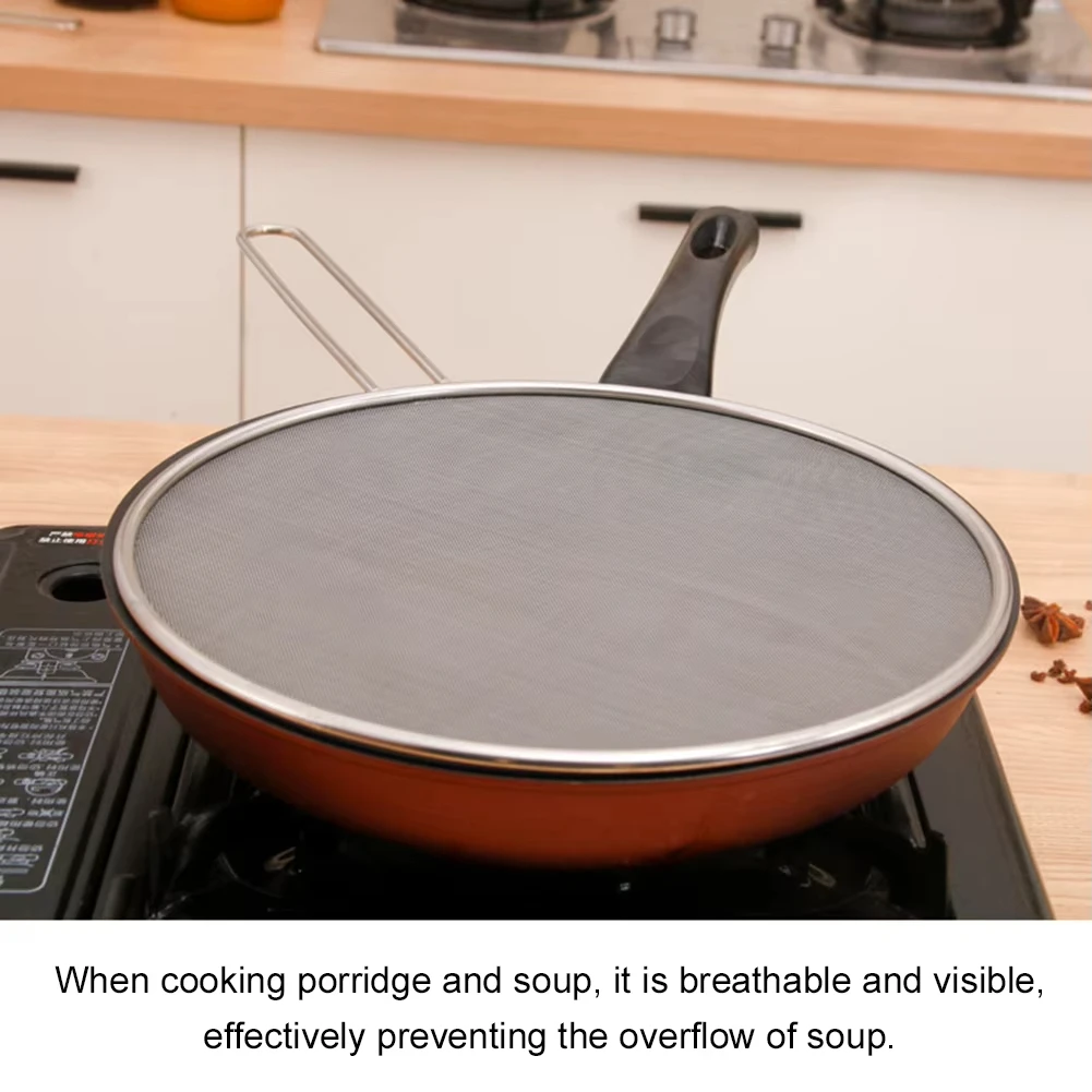 1 stücke 29/33 cm Edelstahl Öl Splash Bildschirm Rund Öl Schild Hohl Griff Anti Verbrühen Verwendet Für Küche tiefe Braten Kochen – Detail 9