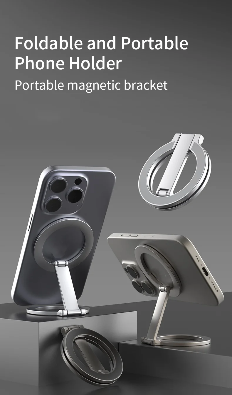 Faltbarer Doppelseitiger Magnetischer Handyhalter für Magsafe Fitnessstudio Laufband Universeller Klappbarer Autohalter Magnetischer Smartphone-Ständer – Detail 1