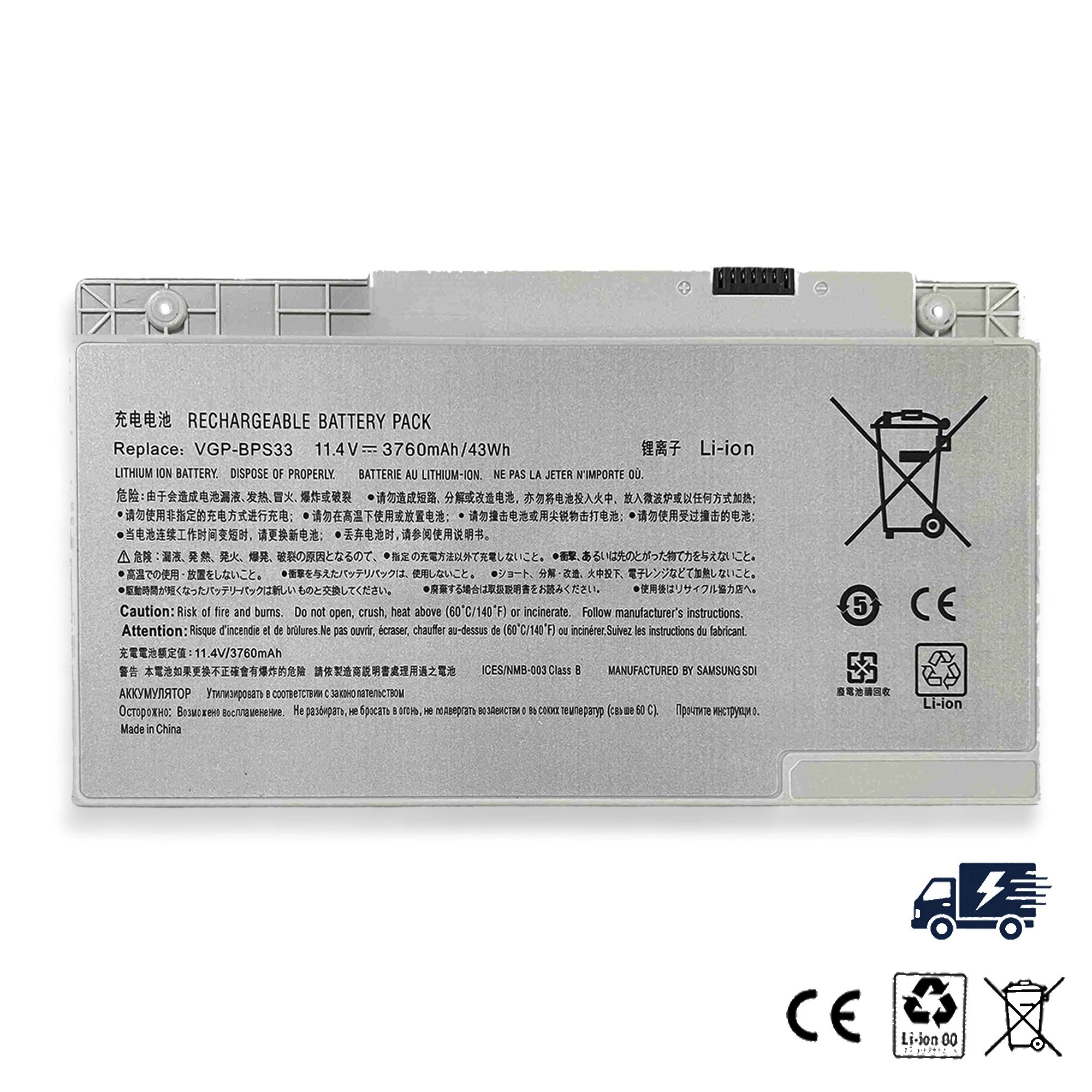 New VGP-BPS33 11.4V 43Wh Laptop battery For Sony VAIO SVT-14 SVT-15 T14 T15 BPS33