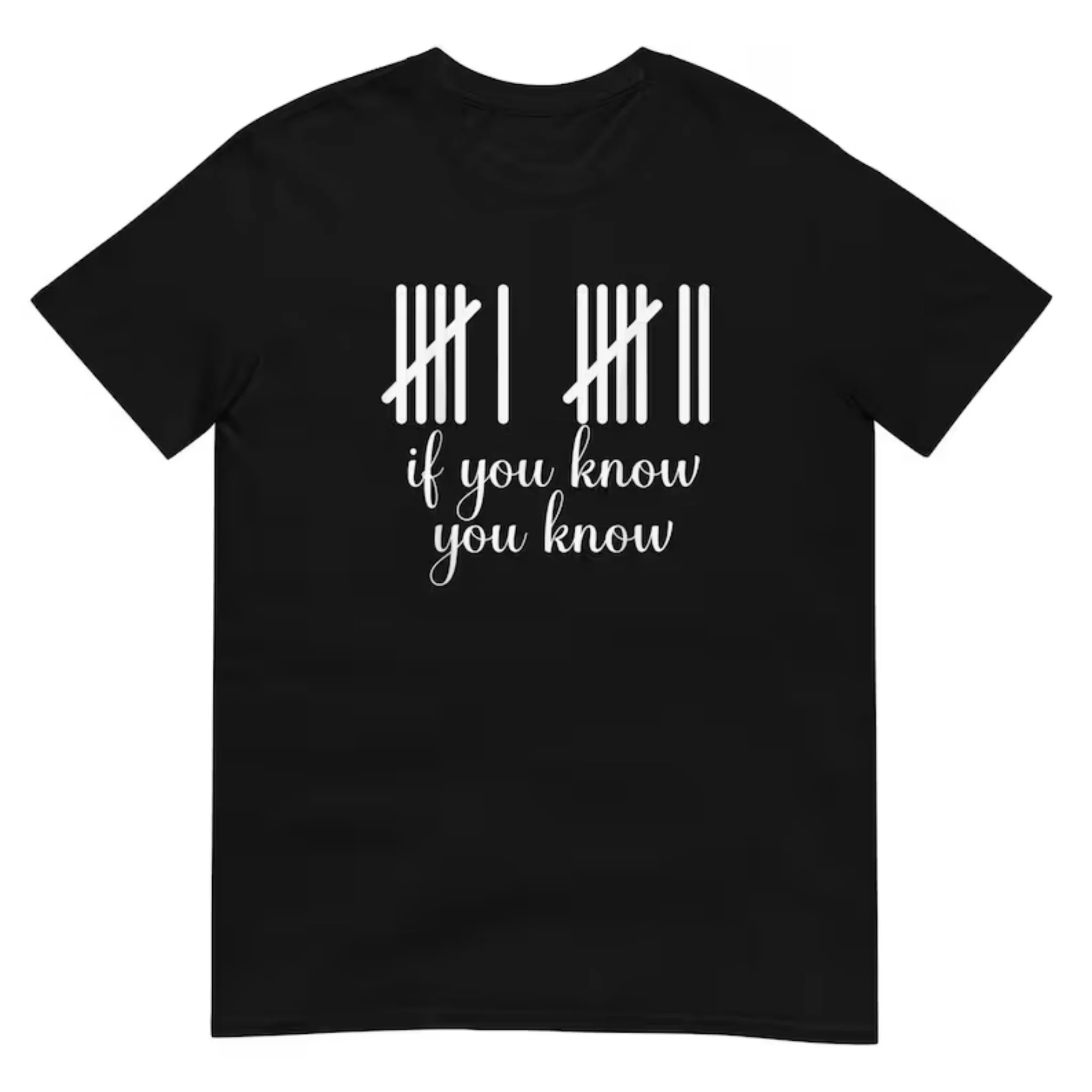 Women Minimal Secret Meme Tee Simple Tally Marks Cursive Letter Basic Short Sleeve T-Shirt