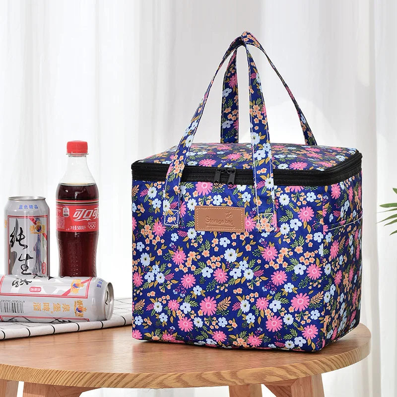 Printed Outdoor Picnic Bag Ice Pack Takeaway Insulation Pack Fresh Portable Lunch Box Bag Travel Food Storage Breakfast Bag