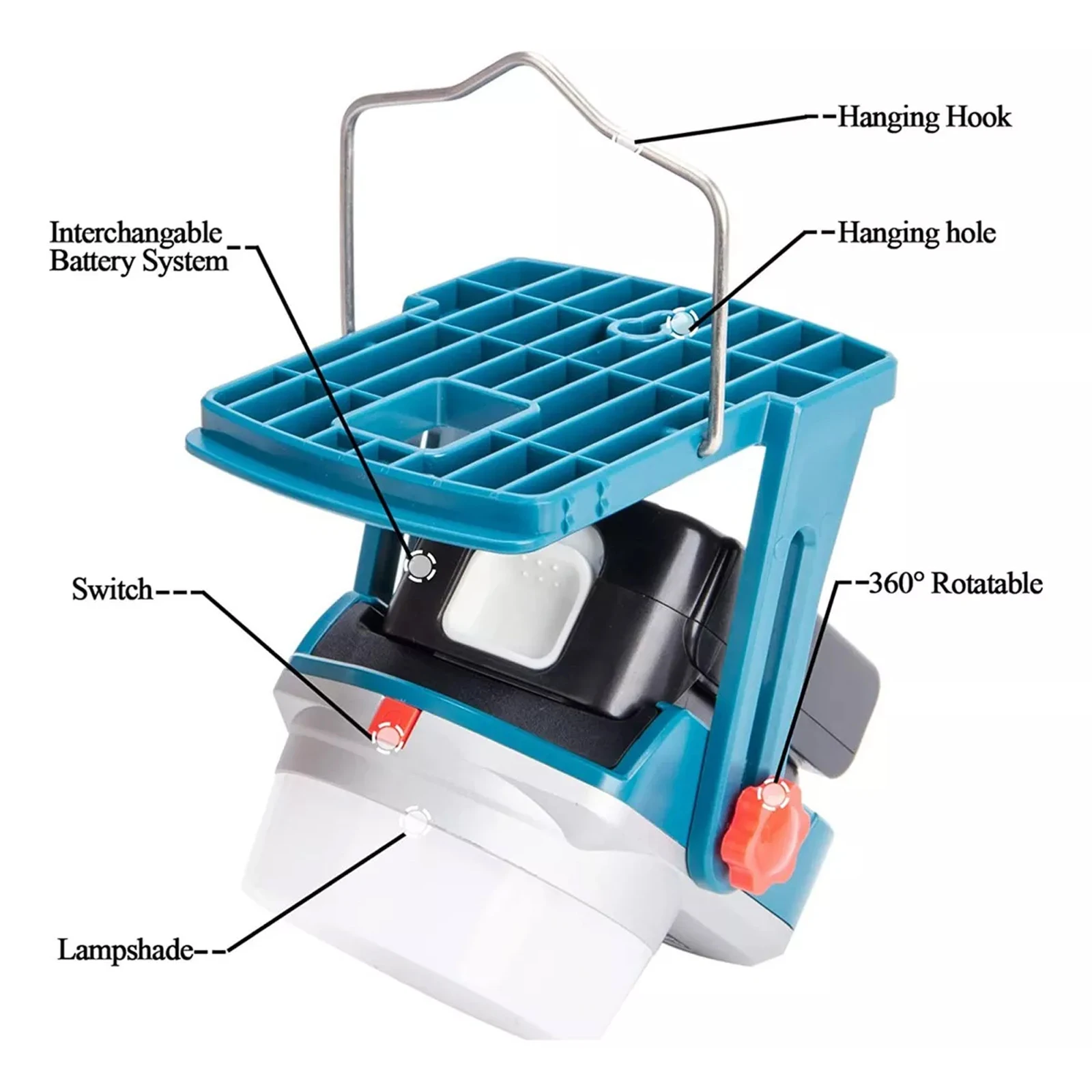Spherical Lamp Working Led Light for Makita 14/18V Li-ion Battery Outdoor Lantern Tool