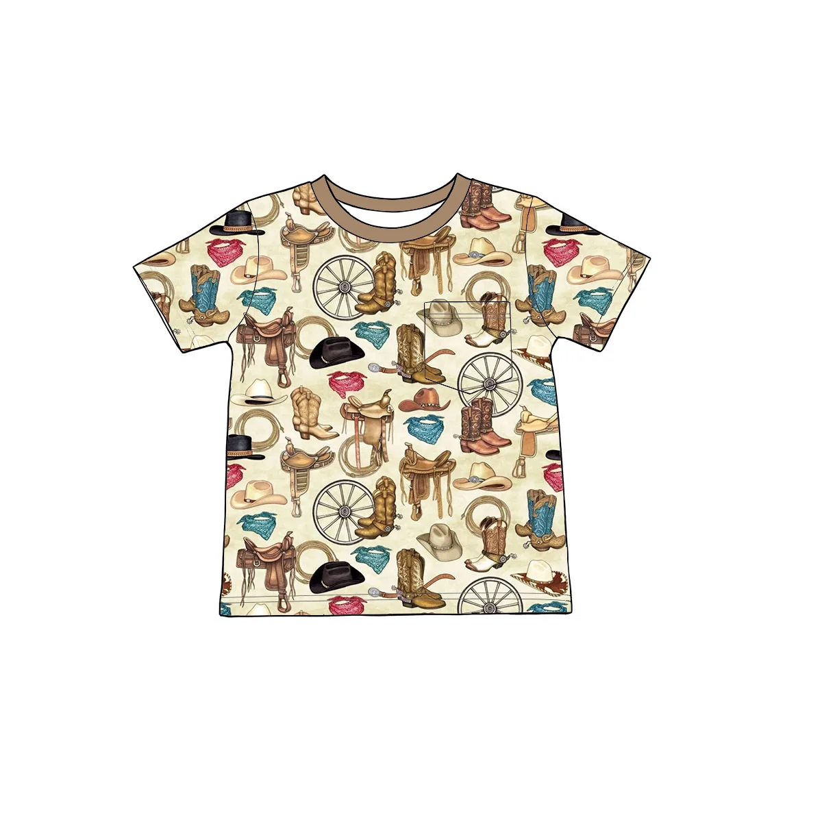 Casual Vintage Child Short Sleeve Tee Parent-child T-shirts Slingshot Print Crew Neck T-Shirt Custom