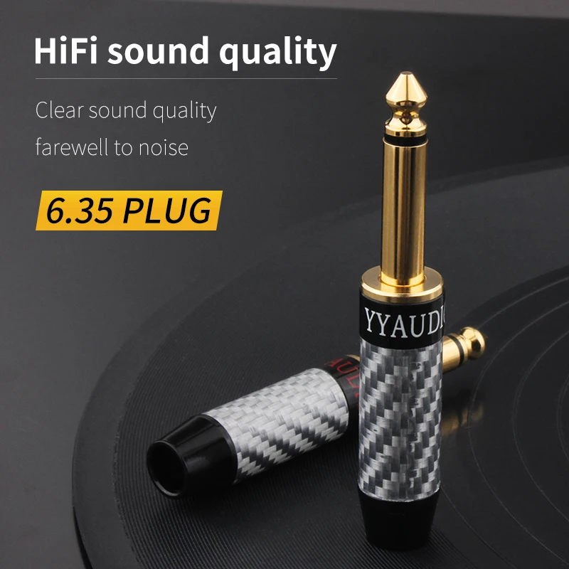 YYAUDIO HiFi 6.35 Audio Plug Jack Adapter Connector Right Angled 6.5mm L Type Stereo Earphone Microphone Right Angle Jack