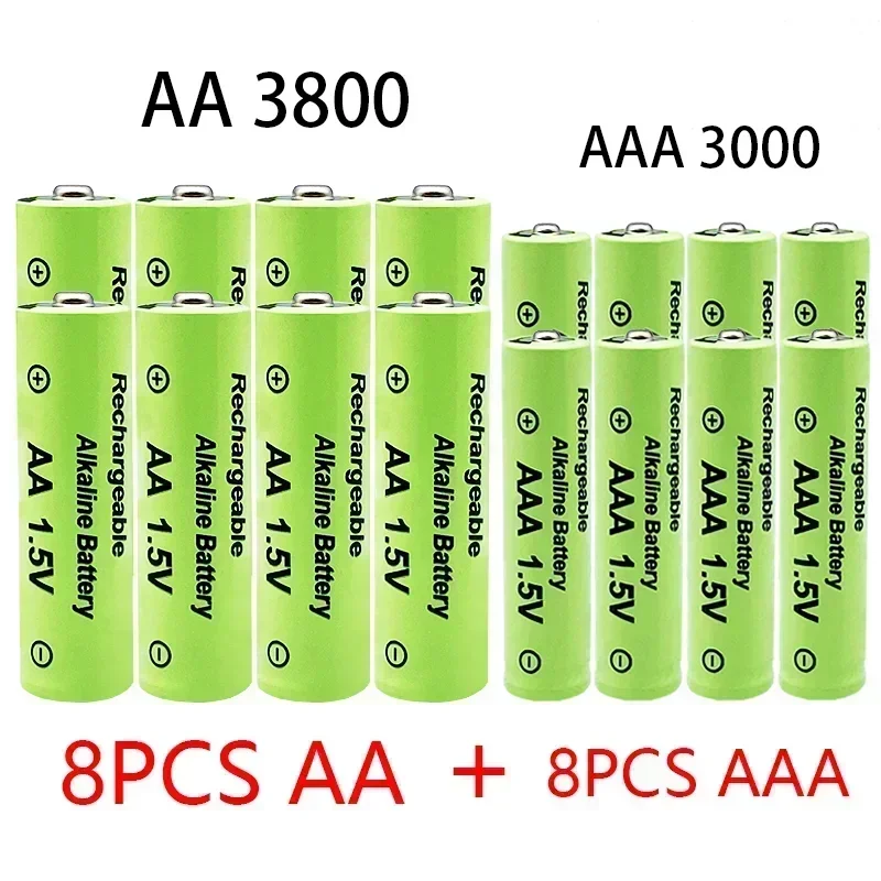 1.5V AA + AAA NI MH Rechargeable AA Battery AAA Alkaline 3800-3000mah For Torch Toys Clock MP3 Player Replace Ni-Mh Battery