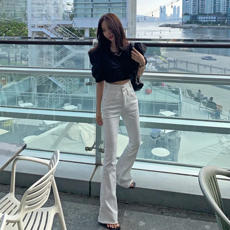 

High Waist Wide Leg Jeans Women's Spring Faion New Sle Slimming Slim Fit Cotton Stretch Denim Micro Flared Cut