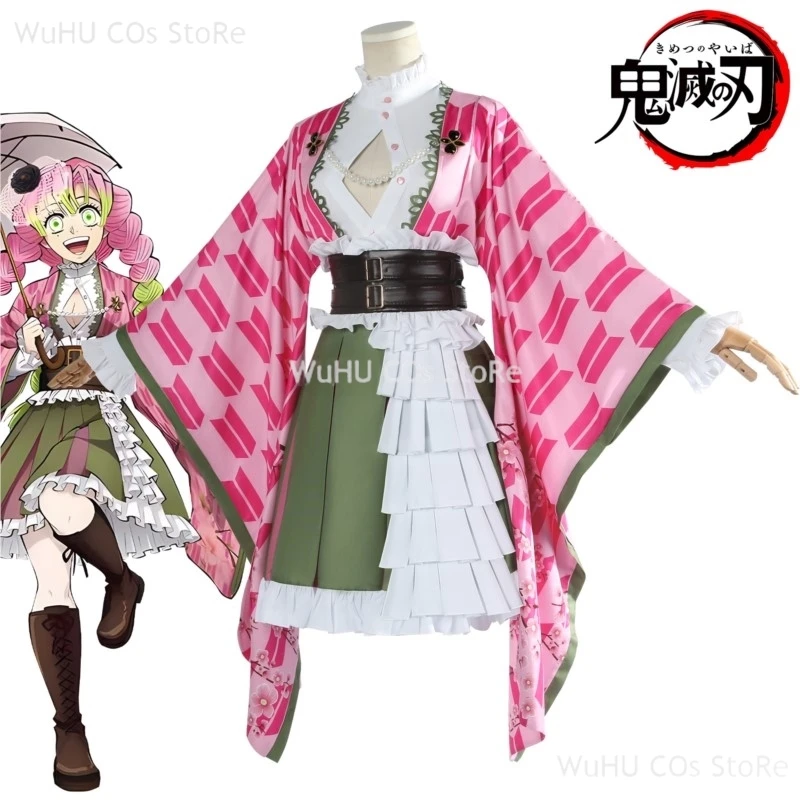 Cosmic Kanroji Mitsuri Cosplay Demon Cos Slayer disfraz Kanroji Mitsuri Halloween el 5 ° aniversario disfraz vestido de fiesta femenino