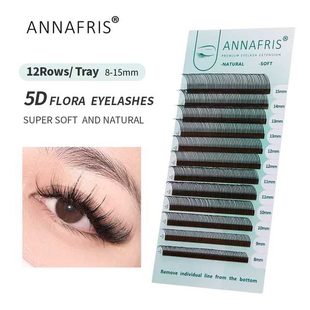 ANNAFRIS 5D Flower Fairy Indywidualne przedłużanie rzęs Miękkie naturalne rzęsy Fairy Flora Cluster Volume Easy Fan EyeLashes