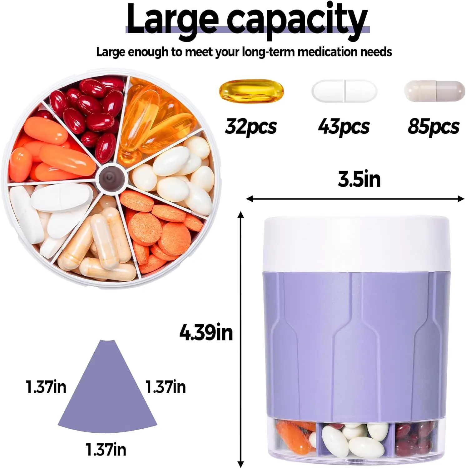 7-Day Premium Metal Pill Organizer Upgrade Aluminum 1x Daily Pill Case Stylish Sleek Portable Holder Durable Waterproof for Home