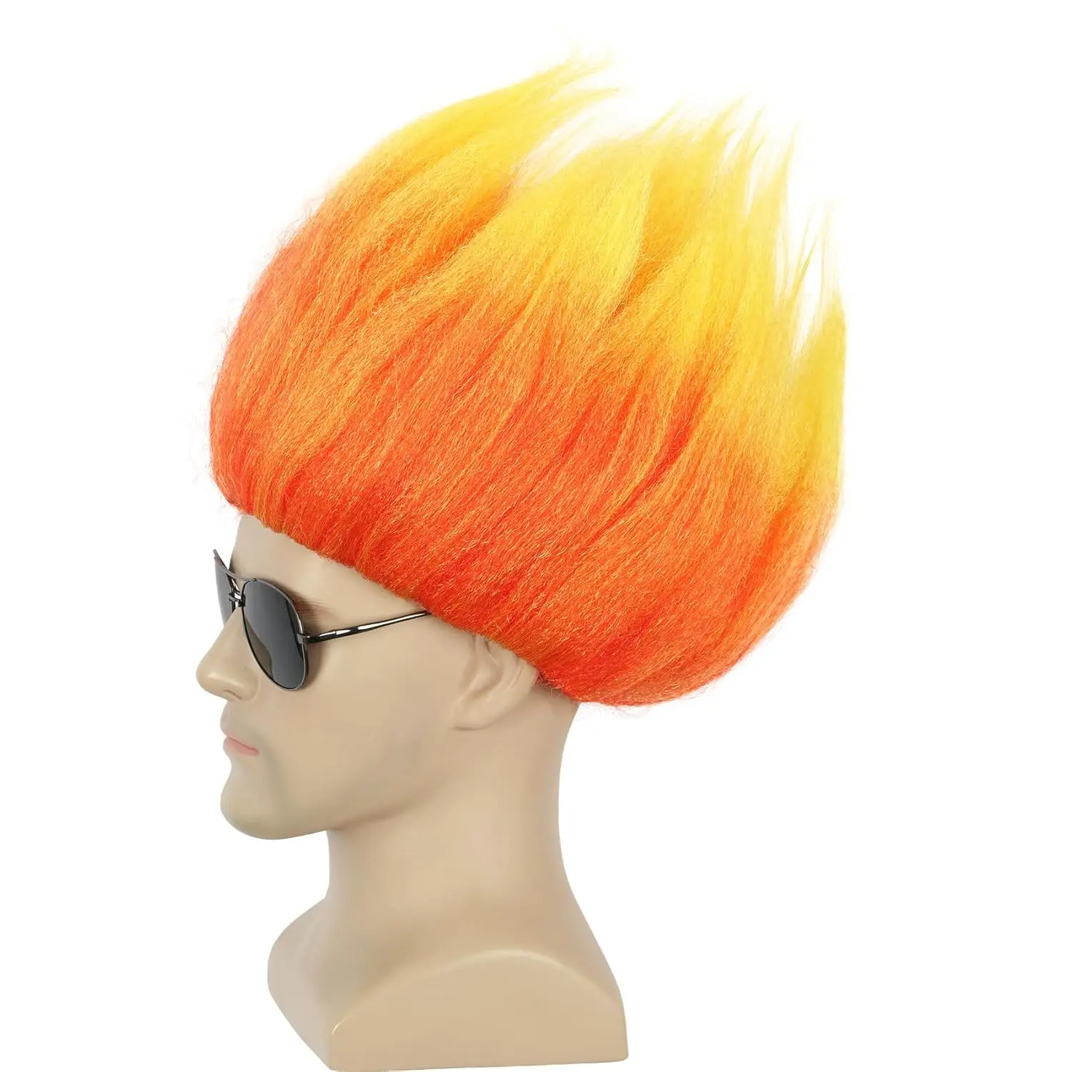 Parrucca corta arancione Parrucca anime appuntita Parrucca a forma di fiamma Halloween Cosplay Parrucche per costumi arrabbiati Uomo Donna